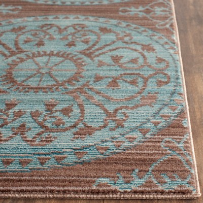 Valencia Brown and Blue Synthetic Rectangular Area Rug