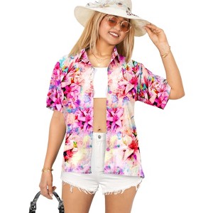 HAPPY BAY Hawaiian Shirts Womens Casual Summer Beach Party Blouse Shirt Dressy Short Sleeve Vacation Dress Tops Tee Shirts T Shirts - 1 of 4