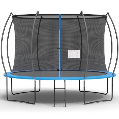 FDW 12FT Trampoline with Enclosure Net Outdoor Jump Rectangle Trampoline - ASTM Approved-Combo Bounce Exercise Trampoline, Blue