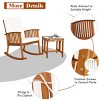 Tangkula 3 PCS Acacia Wood Rocking Bistro Set Outdoor Furniture Front Porch Rocker Chairs Conversation Set with Coffee Table and Cushions - 2 of 4