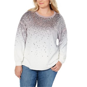 I.N.C International Concepts Womens Dip-Dye Sweatshirt, Grey, 2X - 1 of 1