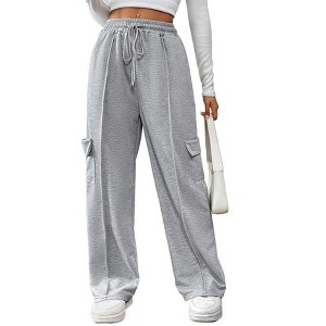 Clearlove Women's Cargo Pants Straight Leg High Waist Casual Trousers with Pocket - 1 of 4