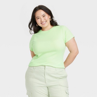 Women's Slim Fit Short Sleeve Ribbed T-Shirt - A New Day™