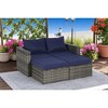 8-Piece Outdoor Wicker Sofa Set with Curved Sofa & Sectional L- Shaped Patio Furniture & Patio Conversation Set Coffee Table, Rattan & Cushions - 3 of 4