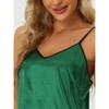 cheibear Women's Satin Spaghetti Cami Tops Ruffle Trim Shorts Sleepwear Sets - 4 of 4