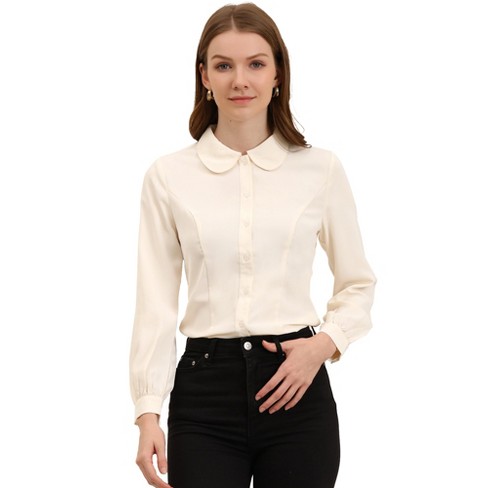 Allegra K Women's Polka Dots Button Down Puff Long Sleeve 1950s Vintage  Shirt 