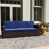 Merrick Lane Outdoor Furniture Resin Sofa Faux Rattan Wicker Pattern Patio 3-Seat Sofa With All-Weather Cushions - 2 of 4