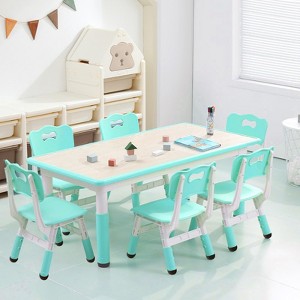 Kids Table and 6 Chair Set,Height Adjustable Toddler Arts & Crafts Table and Chair Set for Ages 2-10 - 1 of 4