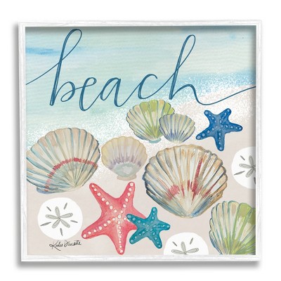 Stupell Beach Phrase Seashells and Sand Framed Giclee