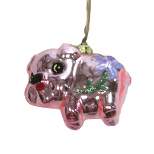 Holiday Ornament Retro Pig  -  1 Glass Ornament 2.00 Inches -  Kitsch Easter Spring Flowers  -   -  Glass  -  Multicolored