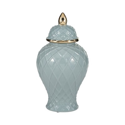 Temple Jar with Lid - Ceramic Decorative Stoneware for Home, Office, Gift Idea