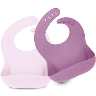 Image of KeaBabies 2-Pack Silicone Bibs For Babies, Food Grade Silicone Baby Bibs for Eating, Feeding, Toddler Bibs, Boys, Girls (Amethyst)