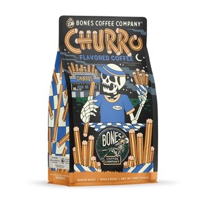 Bones Coffee Company Churro Whole Coffee Beans Churro Flavor 12 oz Medium Roast (Whole Bean) - 1 of 2