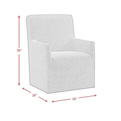 Gray Linen Upholstered Armchair with Casters