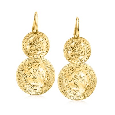Ross-Simons Italian 18kt Gold Over Sterling Disc Drop Earrings