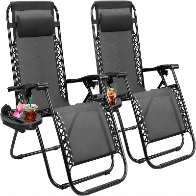 SKONYON 2PCS Oversize Lounge Chair Patio Heavy Duty Folding Recliner