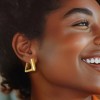Ross-Simons Italian 18kt Gold Over Sterling Triangular Hoop Earrings - 2 of 3