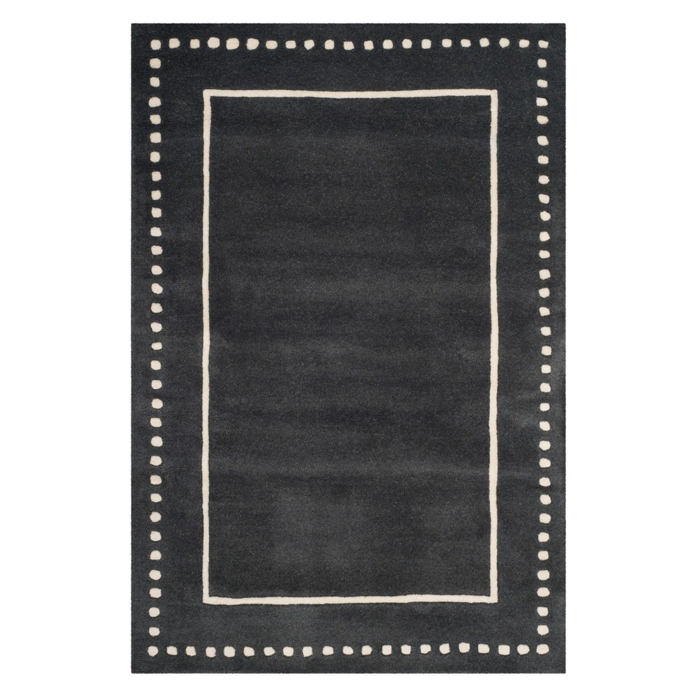 4'x6' Solid Area Rug Dark Gray/Ivory - Safavieh