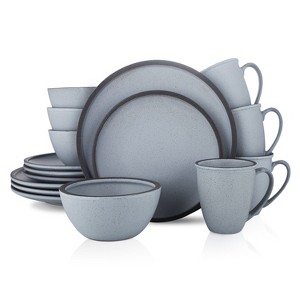 Stone Lain Tina 16-Piece Stoneware Dinnerware Set, Service for 4, Blue and Grey - 1 of 4