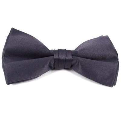 Thedappertie Men's Charcoal Gray Solid Color Pre-tied Clip On Bow Tie ...