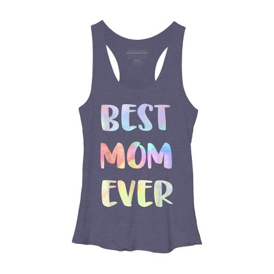 Women's Design By Humans Best Mom Ever Rainbow Bubble Text By MiuMiuShop Racerback Tank Top