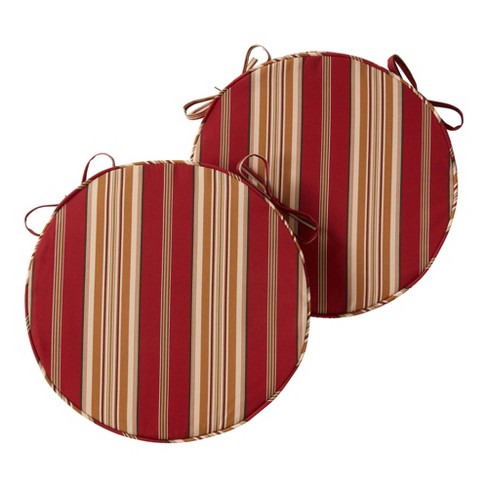 Kensington Garden 2pc 18 Round Outdoor Chair Cushions Roma Stripe Water Stain Resistant Zippered Ties Target