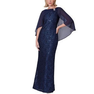Jessica Howard Womens Capelet Gown Dress, Blue, 7/8 - 1 of 1
