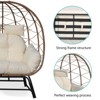 Indoor Outdoor Double Egg Chair with Ottoman Padded Cushions,Wicker Lounge Chair Deep Seating Chair with Footrests,Loveseat for Patio Porch Backyard - 4 of 4