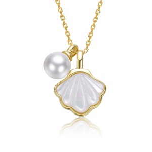 Guili 14K Gold Plated with Mother Of Pearl & Shell Pendant Necklace For Kids - 1 of 2
