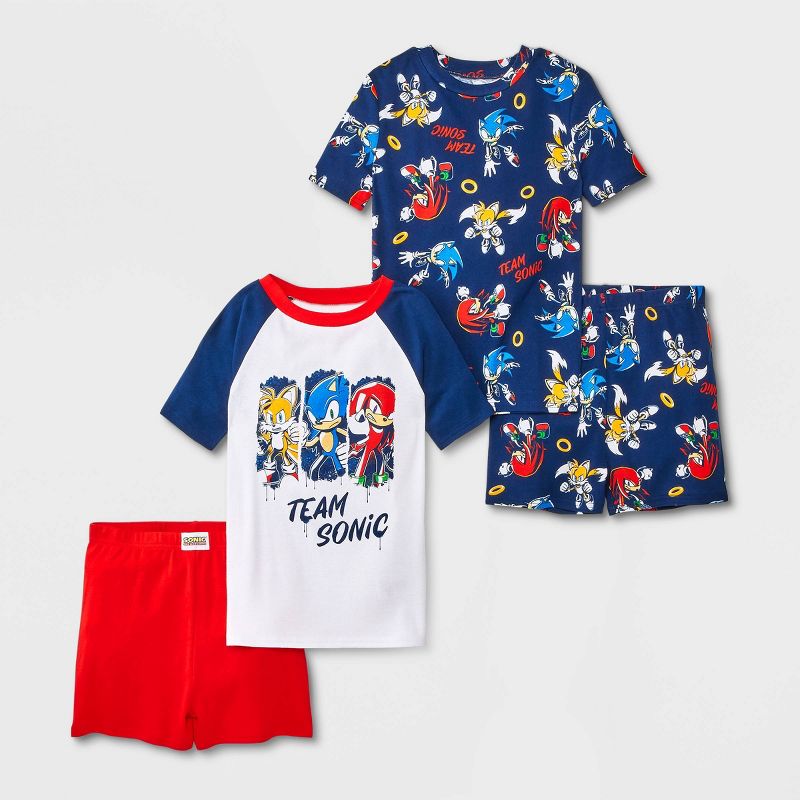 Boys&#39; Sonic the Hedgehog 4pc Snug Fit Pajama Set - Navy Blue, 1 of 5