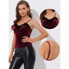 Allegra K Women's Velvet Lace Trim Velour Cami Tank Spaghetti Strap Top - 2 of 4