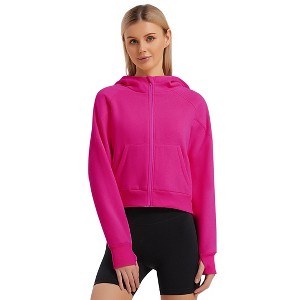 Coolmee Womens Full Zip Up Hoodie Sweatshirt Workout Casual Hooded Long Sleeve Athletic Jacket with Pockets - 1 of 4