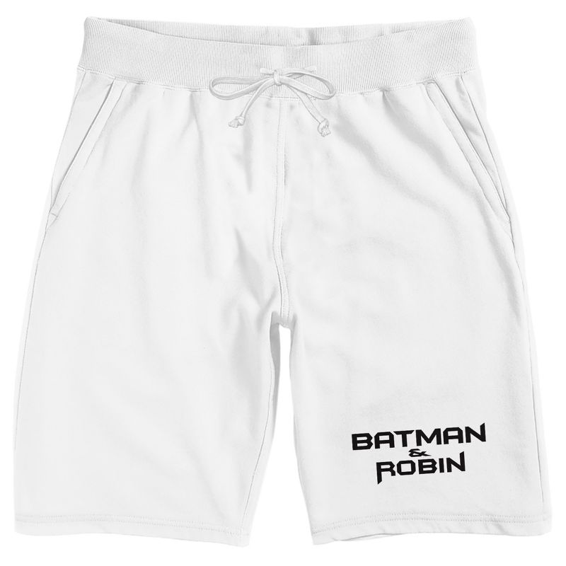 Batman & Robin Simple Text Men's White Sleep Pajama Shorts, 1 of 2