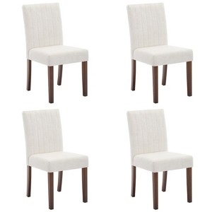 Parsons Dining Chairs Set of 2, Upholstered Linen Fabric with Button Tufted Back, Wood Legs for Kitchen, Dining Room, Living Room - 1 of 4