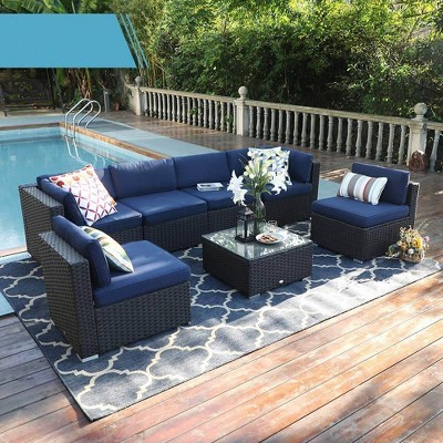 7pc Outdoor Rattan Wicker Furniture Set - Captiva Designs