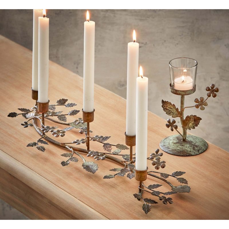 TAG Flower Vine Metal & Glass Votive Candle Holder, 5.0L x 4.0W x 5.5H inches, 2 of 3