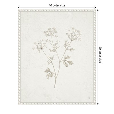 Beaded White Framed Botanic-Inspired Canvas Wall Art