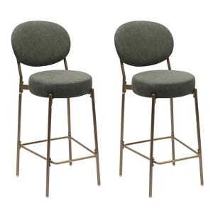 FONTOI 2PCS Round Counter Stools with Back&Footrests, Bar Stools for Living Room Kitchen Island, Green, 14.17"*41.34"*15.35" - 1 of 4