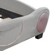 Okak Twin Velvet Platform Bed Frame with Upholstered Bear-Shaped Headboard, Bed-End Storage Pocket for Kids Noise-Free Easy Assembly, Gray - 4 of 4