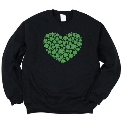 Simply Sage Market Women's Graphic Sweatshirt Shamrock Heart St. Patrick's Day