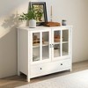 Buffet Storage Cabinet with Double Glass Doors, Unique Bell Handles and Adjustable Shelves for Kitchen or Living Room - 2 of 4