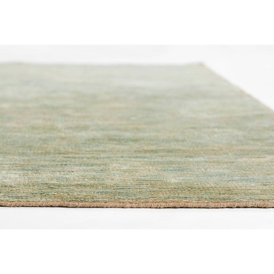 Etra Green Hand-Knotted Wool and Cotton Area Rug