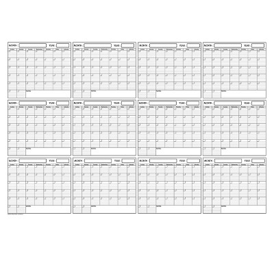 Undated 12-month Blank Wet And Dry Erase Laminated Horizontal Wall Calendar  36" X 48" - Swiftglimpse : Target