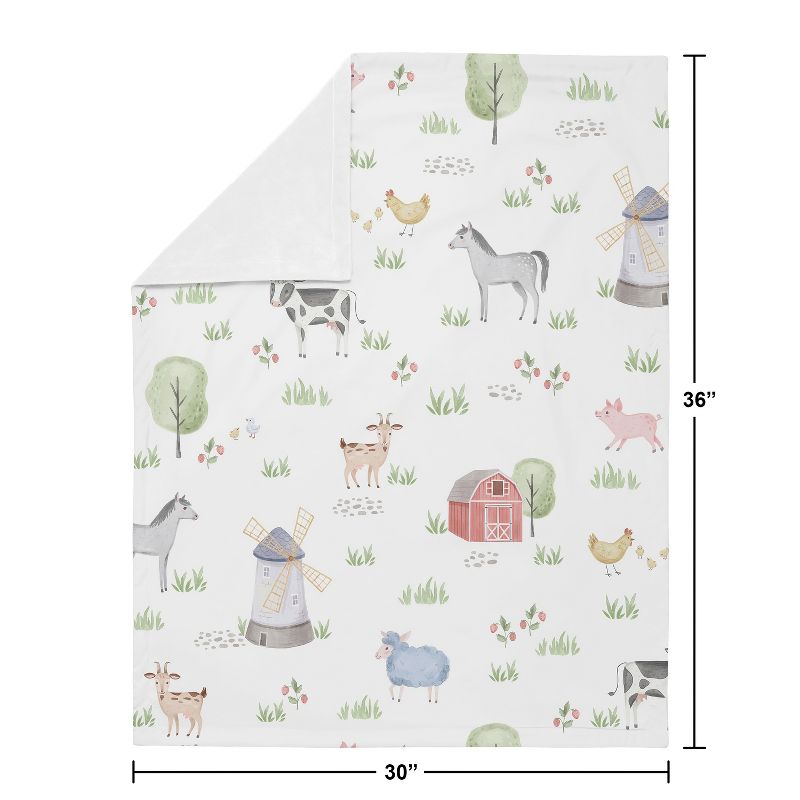 Sweet Jojo Designs Boy or Girl Gender Neutral Unisex Baby Swaddle Blanket Farm Animals, 4 of 6