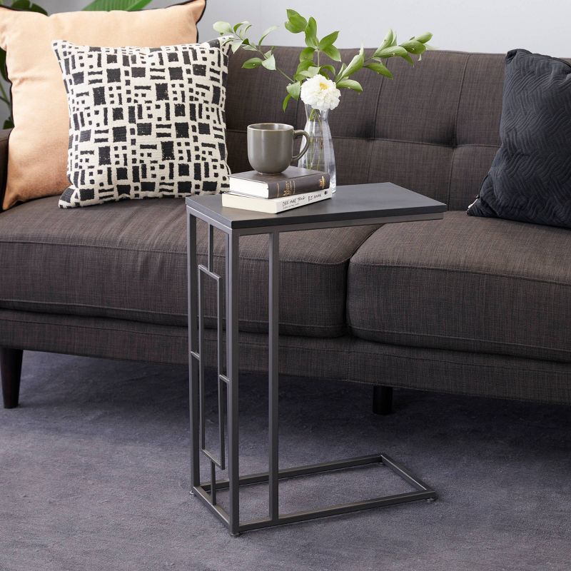Contemporary Iron and Wood Accent Table Dark Gray - Olivia &#38; May, 3 of 6
