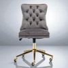 Mshliw Velvet Tufted Adjustable Swivel Home Office Chair with Gold Metal Base, Dining Chair, Upholstered Desk Chair for Bedroom or Study - 2 of 4