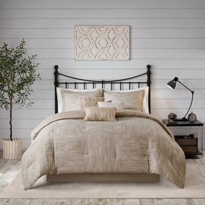 King Taupe Microfiber Seersucker Comforter Set with Decorative Pillows