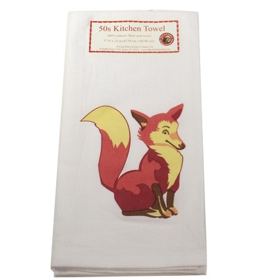 Decorative Towel 24.0" Clever Fox Flour Sack Towel 50'S Kitchen 100% Cotton  -  Kitchen Towel