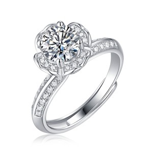 Guili 2ctw Lab-Created Moissanite Tulip Pave Engagement Adjustable Ring - 1 of 2