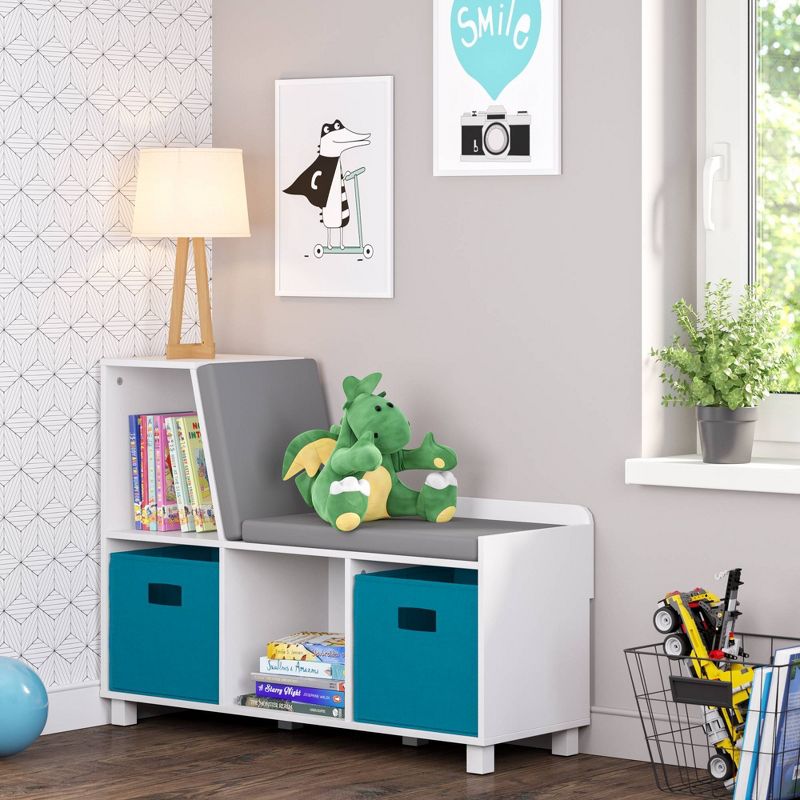 Kids&#39; Book Nook Storage Bench with Cubbies White - RiverRidge Home, 4 of 20